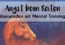 Gemälde eines Pferdes mit der Überschrift "Angst beim Reiten überwinden mit Mental Training"